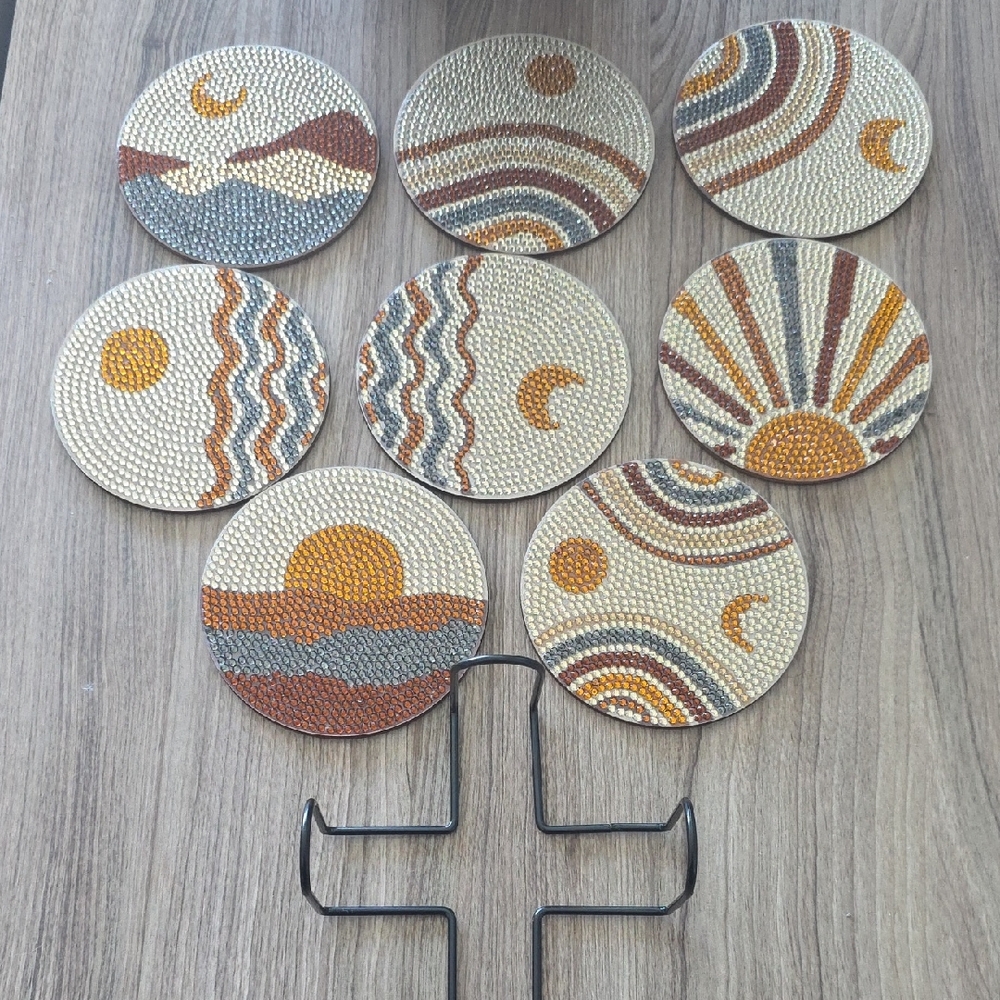 Sunset Patterned Coasters Set - Multicolor